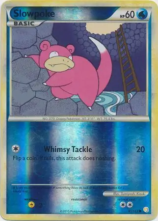 Slowpoke Reverse Holo Pokemon card from HeartGold SoulSilver