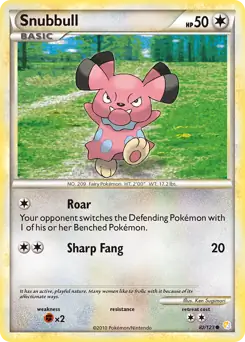 Snubbull Pokemon card from HeartGold SoulSilver