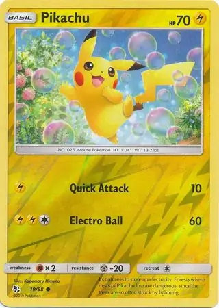 Pikachu Reverse Holo Pokemon card from Hidden Fates