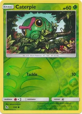 Caterpie Reverse Holo Pokemon card from Hidden Fates
