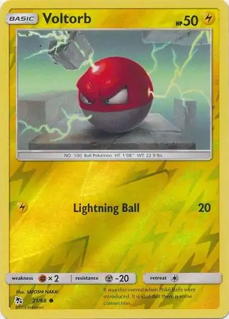 Voltorb Reverse Holo Pokemon card from Hidden Fates