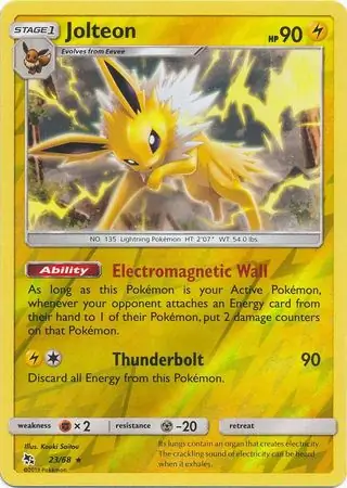 Jolteon Reverse Holo Pokemon card from Hidden Fates