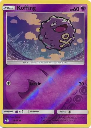 Koffing Reverse Holo Pokemon card from Hidden Fates