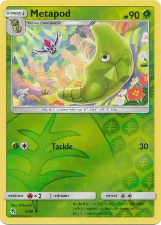 Metapod Reverse Holo Pokemon card from Hidden Fates