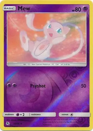 Mew Reverse Holo Pokemon card from Hidden Fates