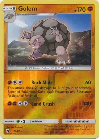 Golem Reverse Holo Pokemon card from Hidden Fates