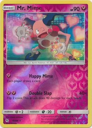 Mr. Mime Reverse Holo Pokemon card from Hidden Fates