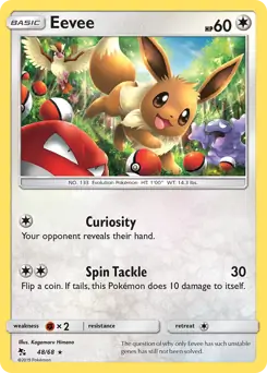 Holo Eevee Pokemon card from Hidden Fates