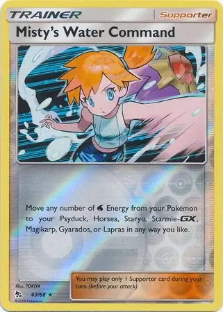 Misty's Water Command Reverse Holo Pokemon card from Hidden Fates