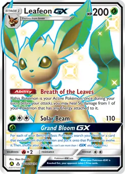 Leafeon GX Pokemon card from Hidden Fates