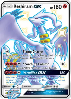 Reshiram GX Pokemon card from Hidden Fates