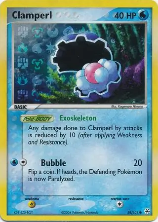 Clamperl Reverse Holo Pokemon card from Hidden Legends
