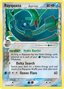 Rayquaza Holo Pokemon card from Holon Phantoms