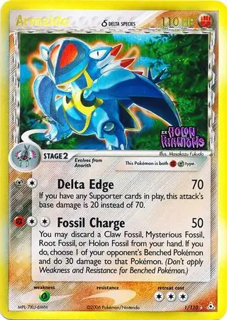 Armaldo Reverse Holo Pokemon card from Holon Phantoms
