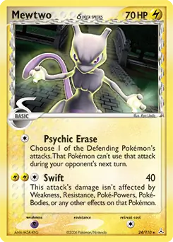 Mewtwo (Delta Species) Pokemon card from Holon Phantoms
