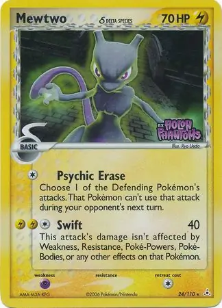 Mewtwo Reverse Holo Pokemon card from Holon Phantoms