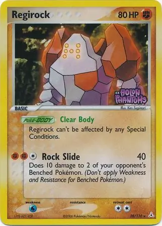 Regirock Reverse Holo Pokemon card from Holon Phantoms