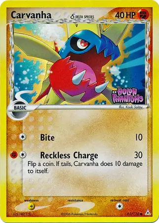 Carvanha Reverse Holo Pokemon card from Holon Phantoms