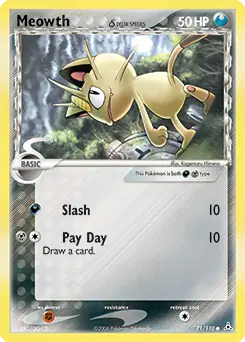 Meowth Pokemon card from Holon Phantoms
