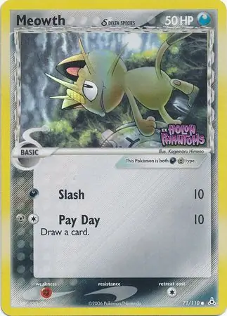 Meowth Reverse Holo Pokemon card from Holon Phantoms