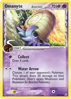 Omanyte Pokemon card from Holon Phantoms