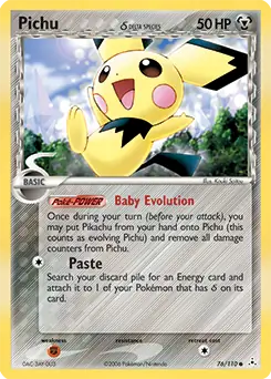 Pichu Pokemon card from Holon Phantoms