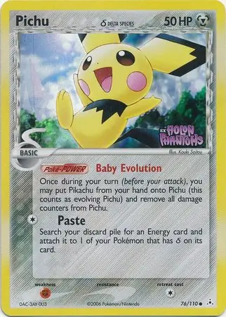 Pichu Reverse Holo Pokemon card from Holon Phantoms