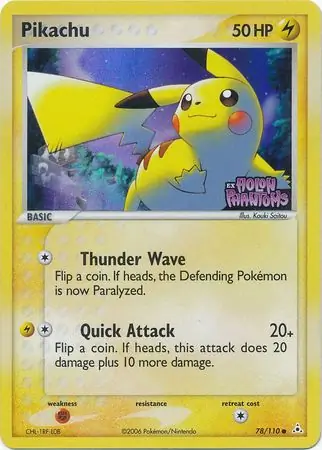 Pikachu Reverse Holo Pokemon card from Holon Phantoms