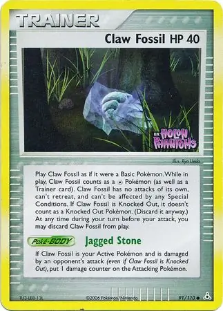 Claw Fossil Reverse Holo Pokemon card from Holon Phantoms