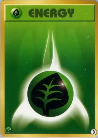 Grass Energy Pokemon card from Intro Pack Neo (Chikorita)