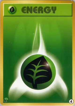 Grass Energy Pokemon card from Intro Pack Neo (Chikorita)
