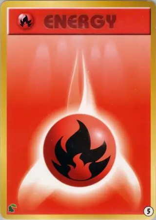 Fire Energy Pokemon card from Intro Pack Neo (Chikorita)