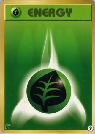 Grass Energy Pokemon card from Intro Pack Neo (Chikorita)