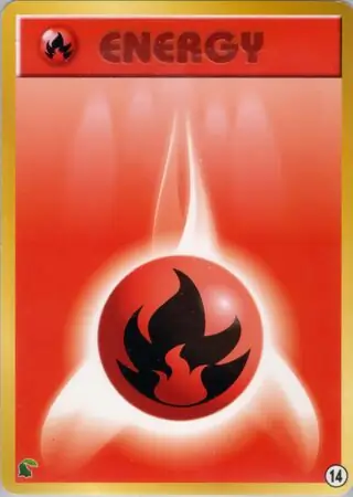 Fire Energy Pokemon card from Intro Pack Neo (Chikorita)