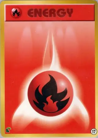 Fire Energy Pokemon card from Intro Pack Neo (Chikorita)