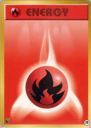 Fire Energy Pokemon card from Intro Pack Neo (Chikorita)