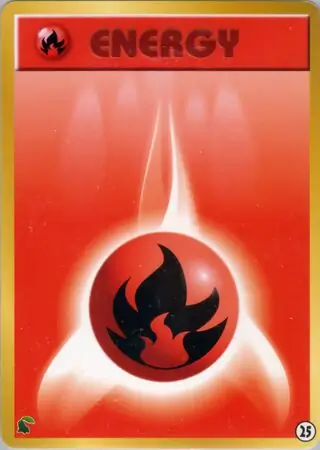 Fire Energy Pokemon card from Intro Pack Neo (Chikorita)