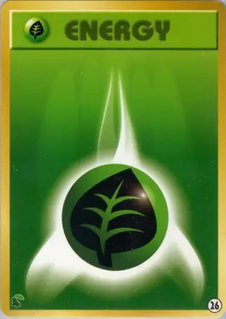 Grass Energy Pokemon card from Intro Pack Neo (Chikorita)