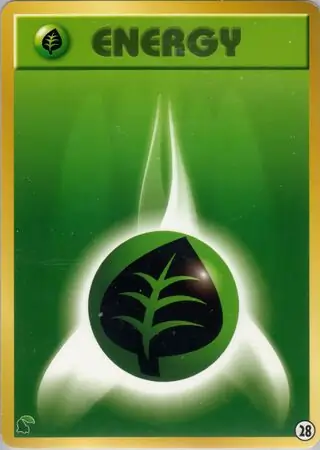 Grass Energy Pokemon card from Intro Pack Neo (Chikorita)