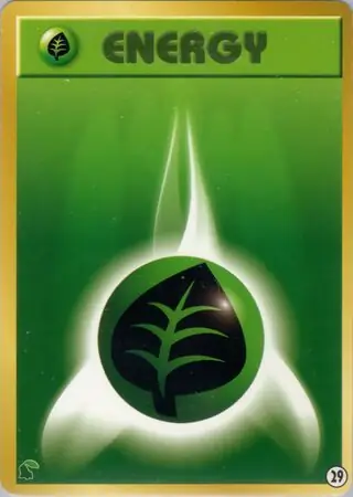 Grass Energy Pokemon card from Intro Pack Neo (Chikorita)