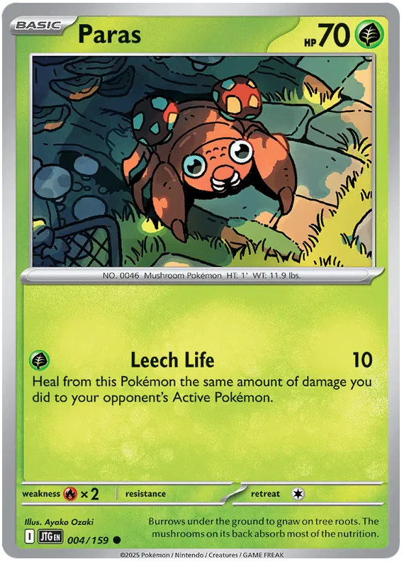 Paras Pokemon card from Journey Together