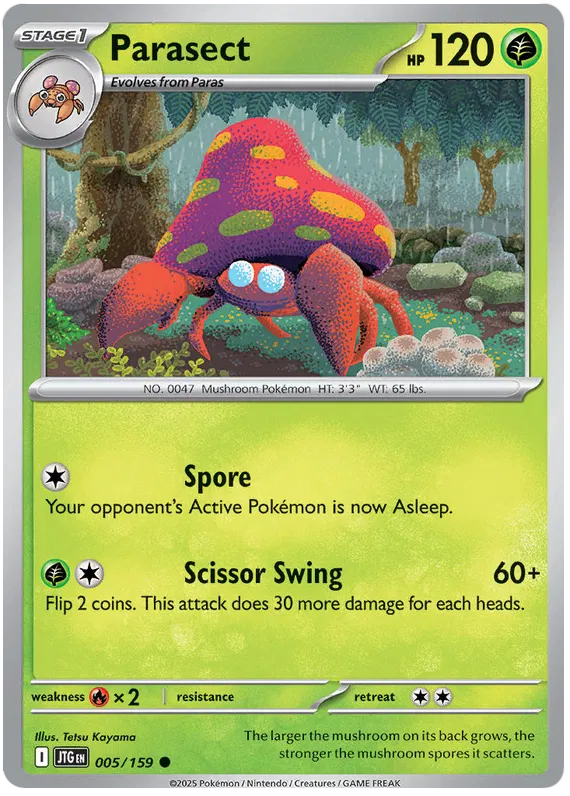 Parasect Pokemon card from Journey Together