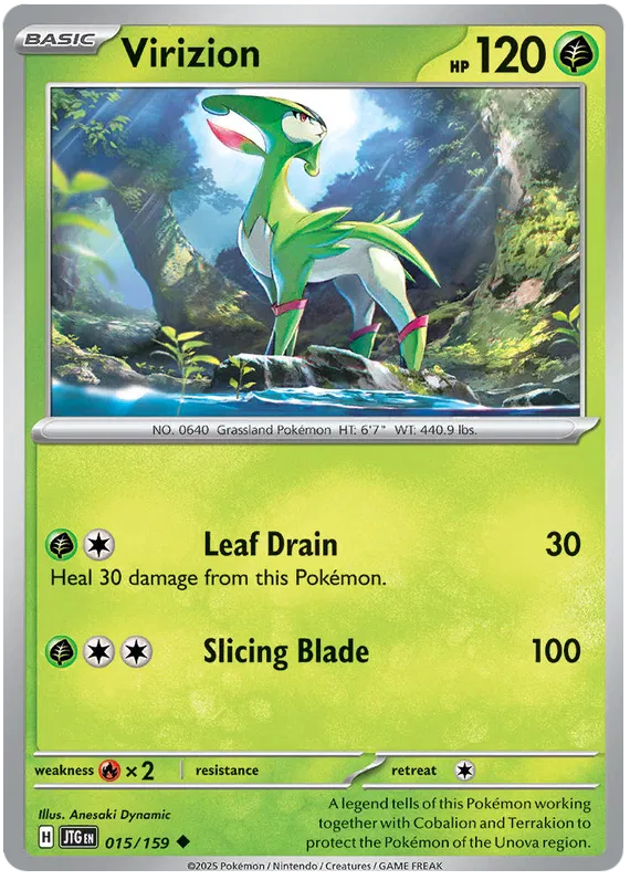 Virizion Pokemon card from Journey Together
