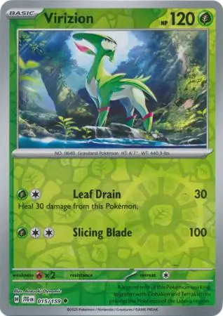 Virizion Reverse Holo Pokemon card from Journey Together