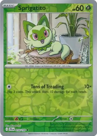 Sprigatito Reverse Holo Pokemon card from Journey Together