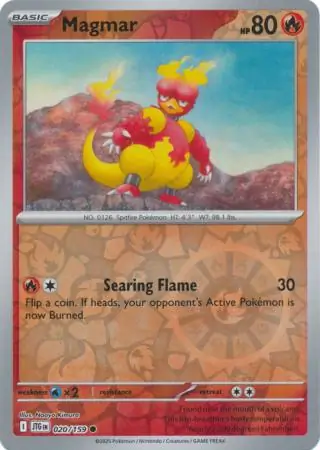 Magmar Reverse Holo Pokemon card from Journey Together