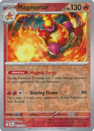 Magmortar Reverse Holo Pokemon card from Journey Together