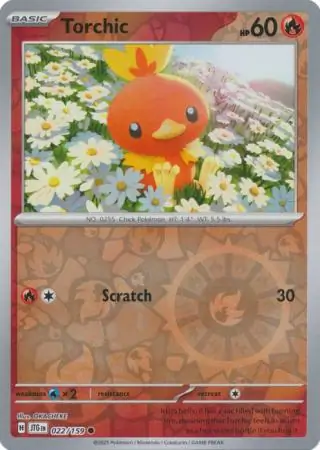 Torchic Reverse Holo Pokemon card from Journey Together