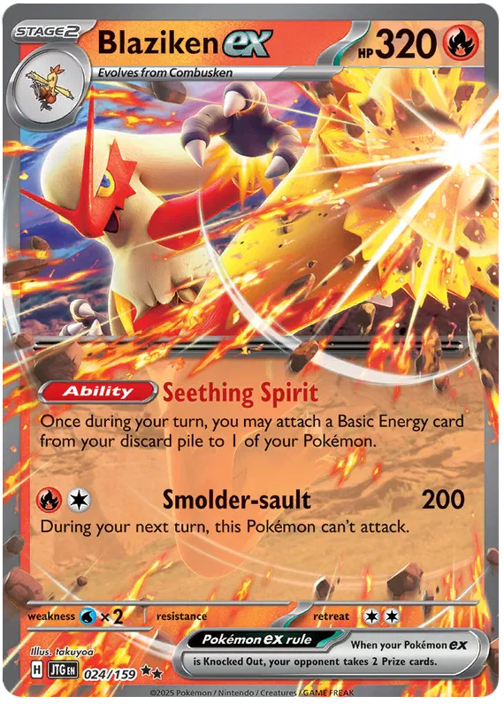Blaziken ex Pokemon card from Journey Together