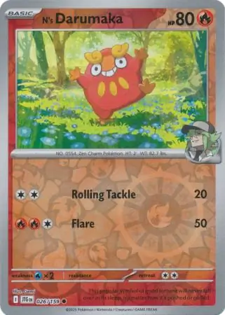 N's Darumaka Reverse Holo Pokemon card from Journey Together
